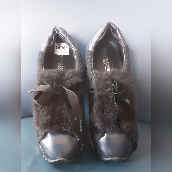 ROBERT DURVILLE DESIGNER NAVY PLATFORM SHOE  6 - Picture 1 of 6